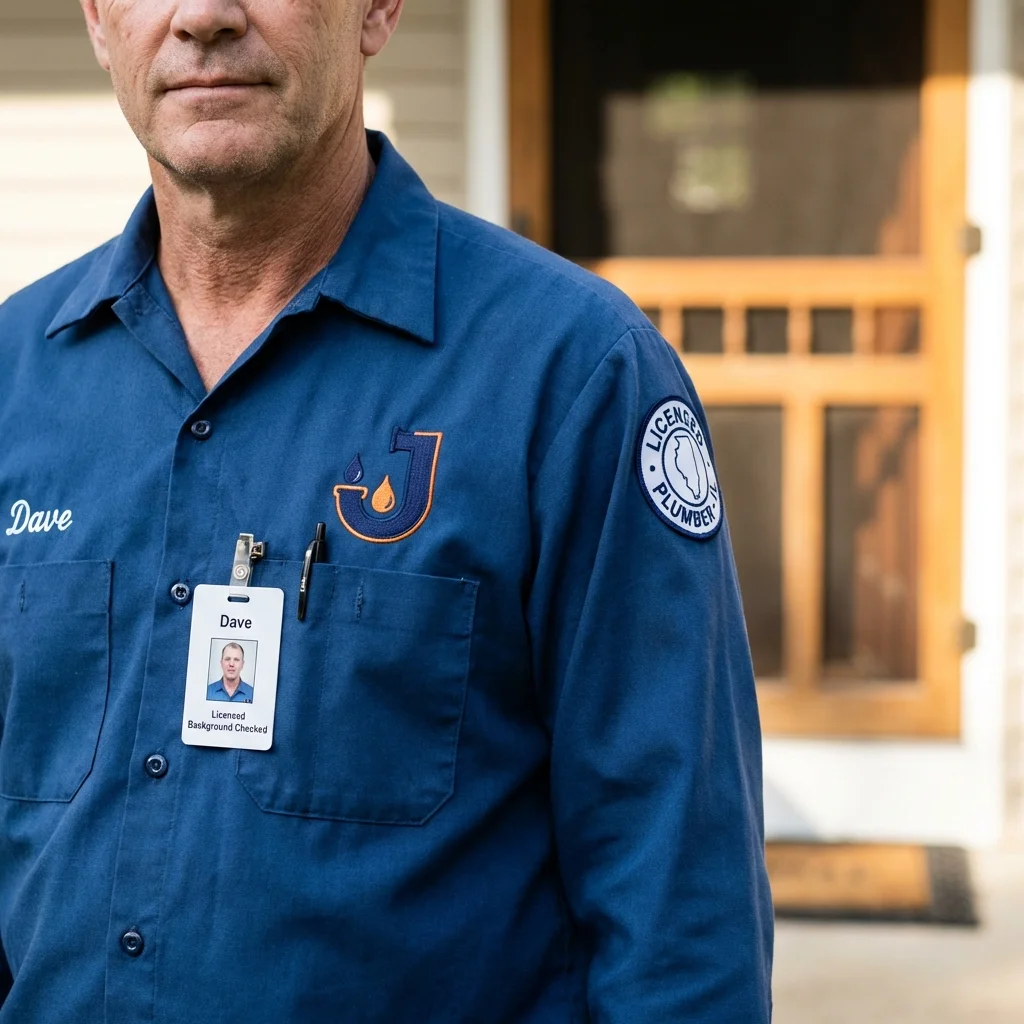 Licensed plumber showing ID badge in Point Pleasant, WV